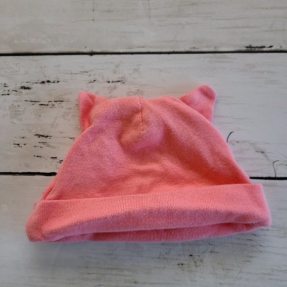 ♡ 5/$20 - Carter's Girl's Newborn Pink Cute Cat with Ears Beanie - Picture 2 of 4
